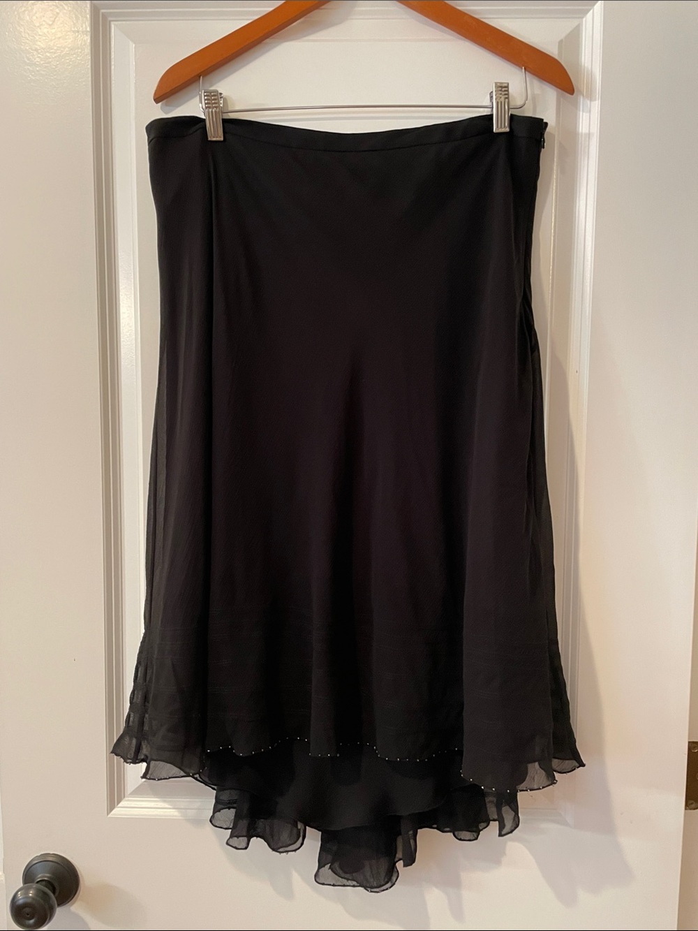Black Women's Chiffon Layered Silk Skirt